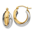 14k Two-tone Polished Double Hoop Earrings, 21 x 8.5 mm