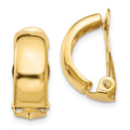14k 6x18mm Polished Half Hoop Omega Back Non-Pierced Earrings, 18 x 6 mm