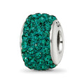 Sterling Silver Reflections Medium Green Full Preciosa Crystal Bead, 12.73 x 8.18 mm