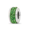 Sterling Silver Reflections Green Double Row Preciosa Crystal Bead, 10.91 x 4.55 mm, 1.44 g - ID5S9QRS20178L7