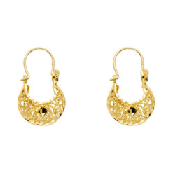 Filigree Basket Earrings Diamond Cut Polished Fashion Design Genuine 14k Yellow Gold New 21mm x 12mm
