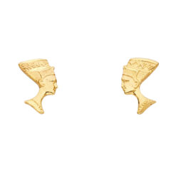 Pharaoh Studs Egyption Fancy Post Earrings Genuine 14k Yellow Gold Diamond Cut For Ladies 13mm x 7mm