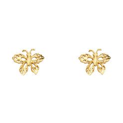 14k Yellow Gold Butterfly Diamond Cut Sud Earrings For Ladies Genuine 14k Yellow Gold New 8mm x 10mm