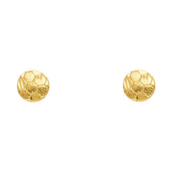 Solid 14k Yellow Gold Soccer Ball Post Studs Sports Games Earrings Genuine Round Design 8mm x 8mm