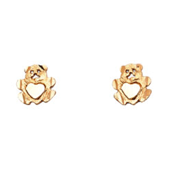 14k Rose Gold Bear Heart Post Stud Earrings Diamond Cut Polished Finish Fancy Fashion 10mm x 10mm