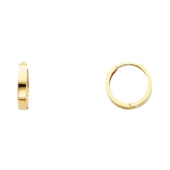 Solid 14k Yellow Gold Plain Square Tube Huggie Hoops Round Small Earrings Polished New 13mm x 2.5mm