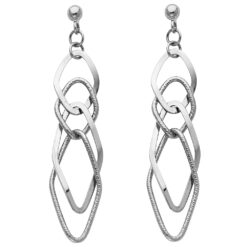 14k White Gold Hanging Drop Fancy Style Earrings Fashion Design High Polished Quality Genuine 60mm