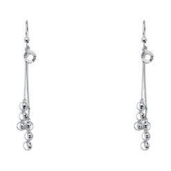 Round Diamond Cut Circles Hanging Fashion Earrings Polished Genuine 14k White Gold Fancy Style 65mm