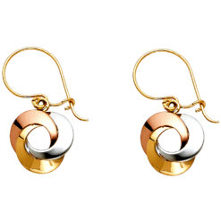 14k Yellow White Rose Gold Love Circle Hanging Earrings Polished Hook Fancy Fashion Design New 12mm