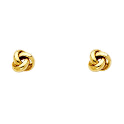 14k Yellow Gold Small Love Knot Post Studs Swirl Fancy Earrings Genuine Polished Finish 6mm x 6mm